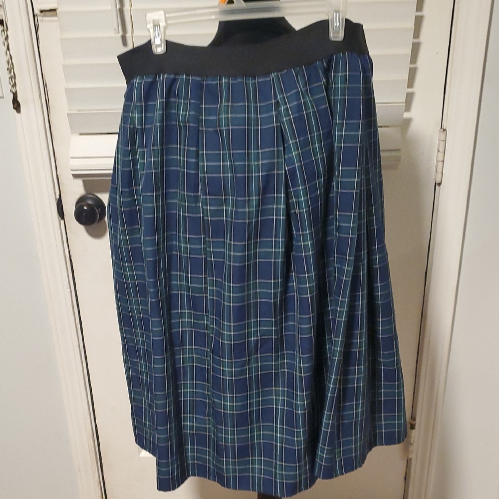 Joan Rivers Plaid Blue and Green Women's Midi Skirt